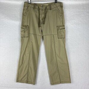 Vintage‎ Manhattan Blues Pants Womens Size 12 Tan Cargo Y2K 90s Drawstring